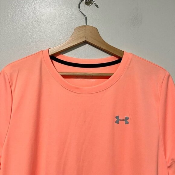 Under Armour Women’s HeatGear Coral Pink Short Sleeve T-Shirt - Size XL - Picture 7 of 12
